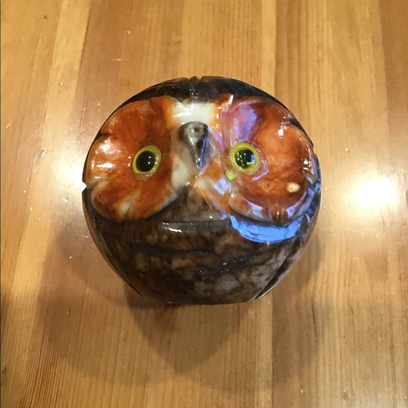 VINTAGE ALABASTER OWL MCM PAPERWEIGHT FIGURE-ITALY - Picture 7 of 11